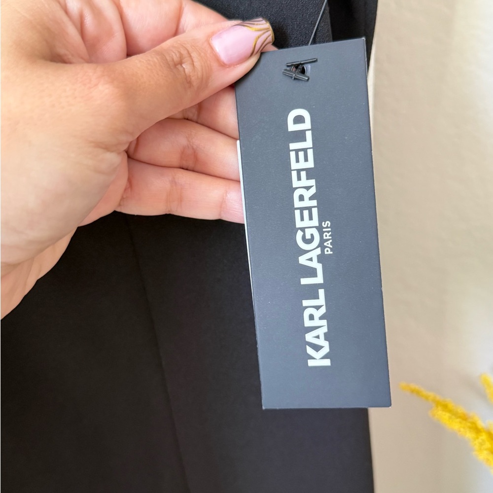 Karl Lagerfeld Black Mini Dress with Silver Accents - Picture 4 of 7